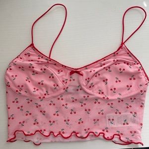Adika Cherry Print Cropped Tank Top